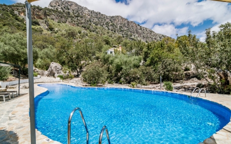 Pool and cottage in the distance